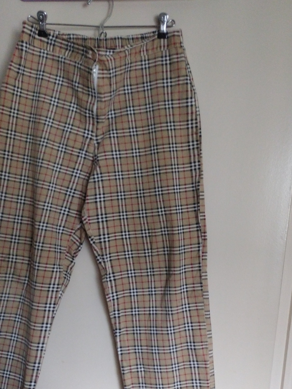 Burberry Tan Plaid Chinos with Classic Check